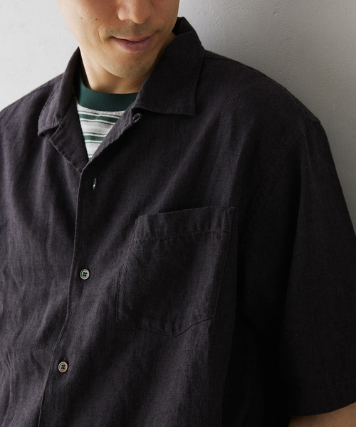 JOURNAL STANDARD relume（ジャーナルスタンダード　レリューム）の「European Flax / ヨーロピアンフラックス リネンオープンカラー半袖シャツ（シャツ/ブラウス・メンズ・ナチュラル/ブラック系その他/コバルトブルー・LARGE/MEDIUM）」の13枚目の写真