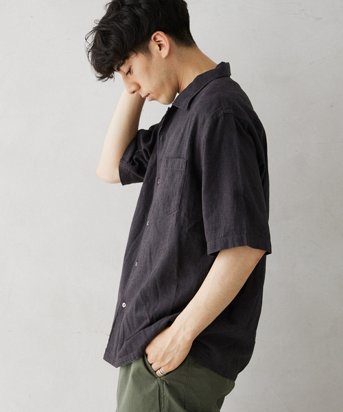 JOURNAL STANDARD relume（ジャーナルスタンダード　レリューム）の「European Flax / ヨーロピアンフラックス リネンオープンカラー半袖シャツ（シャツ/ブラウス・メンズ・ナチュラル/ブラック系その他/コバルトブルー・LARGE/MEDIUM）」の14枚目の写真