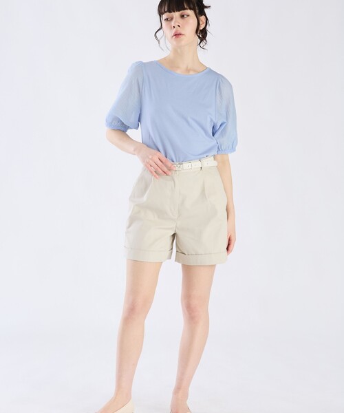To b. by agnes b.(トゥービーバイアニエスベー)の「シアースリーブTシャツ(Tシャツ/カットソー・レディース・ブルー・40/38)」の6枚目の写真