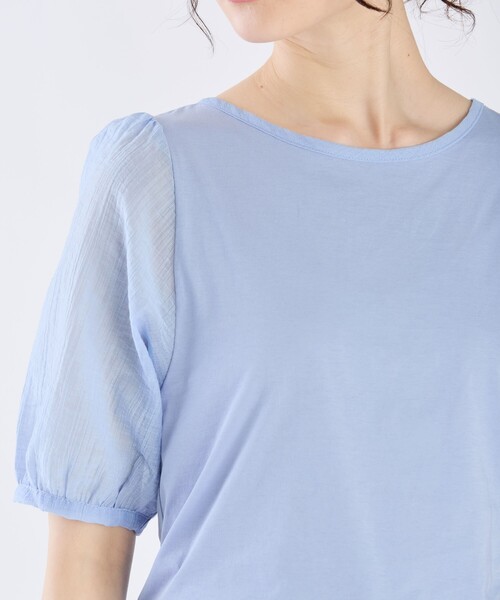 To b. by agnes b.(トゥービーバイアニエスベー)の「シアースリーブTシャツ(Tシャツ/カットソー・レディース・ブルー・40/38)」の7枚目の写真