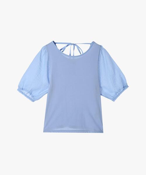 To b. by agnes b.(トゥービーバイアニエスベー)の「シアースリーブTシャツ(Tシャツ/カットソー・レディース・ブルー・40/38)」の2枚目の写真