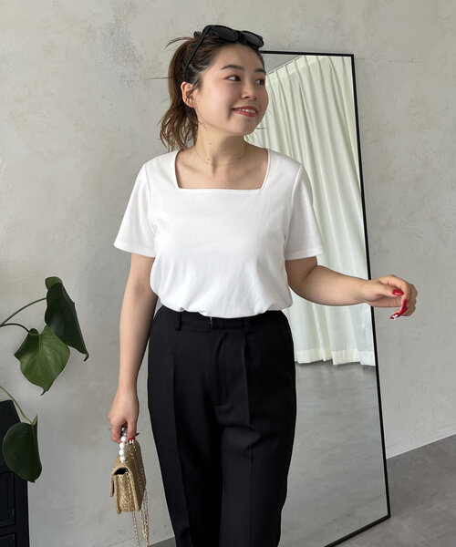 prose verse(プロズヴェール)の「【MOMO COLLECTION】スクエアネックTシャツ(Tシャツ/カットソー・レディース・オフホワイト/ブラック・LARGE/MEDIUM)」の20枚目の写真