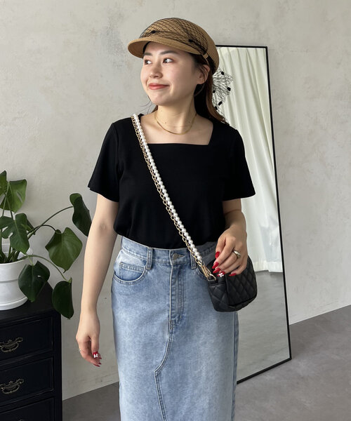 prose verse(プロズヴェール)の「【MOMO COLLECTION】スクエアネックTシャツ(Tシャツ/カットソー・レディース・オフホワイト/ブラック・LARGE/MEDIUM)」の7枚目の写真