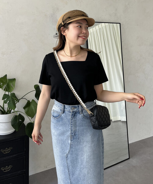 MOMO COLLECTION】スクエアネックTシャツ（Tシャツ/カットソー