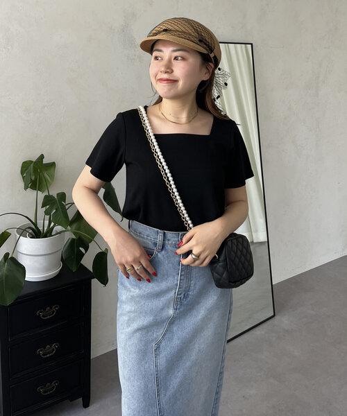 prose verse(プロズヴェール)の「【MOMO COLLECTION】スクエアネックTシャツ(Tシャツ/カットソー・レディース・オフホワイト/ブラック・LARGE/MEDIUM)」の9枚目の写真