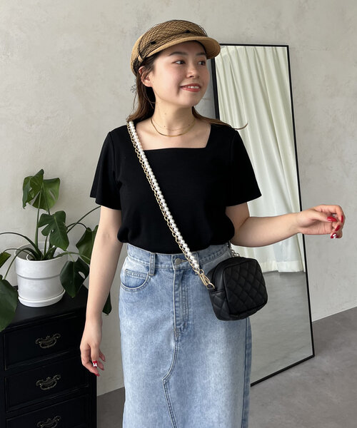 prose verse(プロズヴェール)の「【MOMO COLLECTION】スクエアネックTシャツ(Tシャツ/カットソー・レディース・オフホワイト/ブラック・LARGE/MEDIUM)」の11枚目の写真
