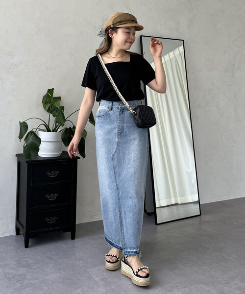prose verse(プロズヴェール)の「【MOMO COLLECTION】スクエアネックTシャツ(Tシャツ/カットソー・レディース・オフホワイト/ブラック・LARGE/MEDIUM)」の14枚目の写真