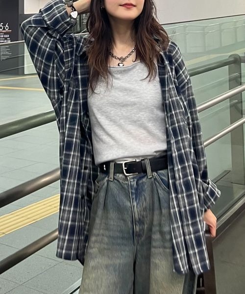 PBLIM（ページボーイリム）の「PBLIM/ネルチェックシャツ（シャツ/ブラウス・レディース・ブルー/ブラウン・FREE）」の2枚目の写真