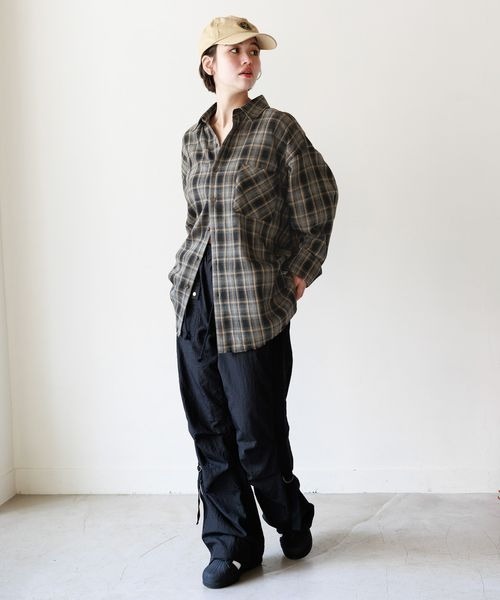 PBLIM（ページボーイリム）の「PBLIM/ネルチェックシャツ（シャツ/ブラウス・レディース・ブルー/ブラウン・FREE）」の10枚目の写真