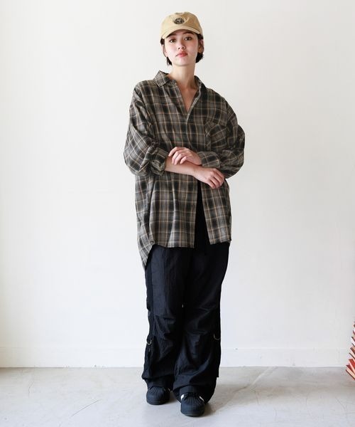 PBLIM（ページボーイリム）の「PBLIM/ネルチェックシャツ（シャツ/ブラウス・レディース・ブルー/ブラウン・FREE）」の9枚目の写真