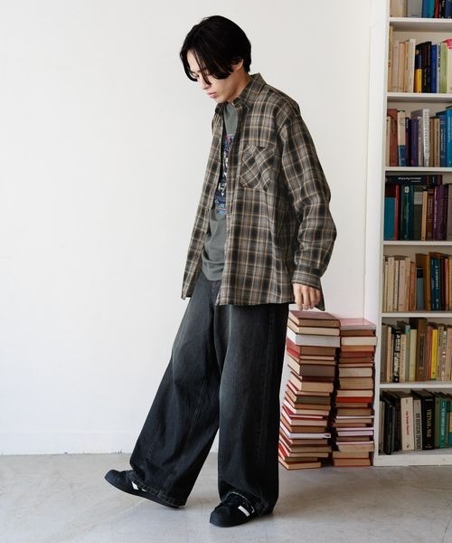 PBLIM（ページボーイリム）の「PBLIM/ネルチェックシャツ（シャツ/ブラウス・レディース・ブルー/ブラウン・FREE）」の7枚目の写真