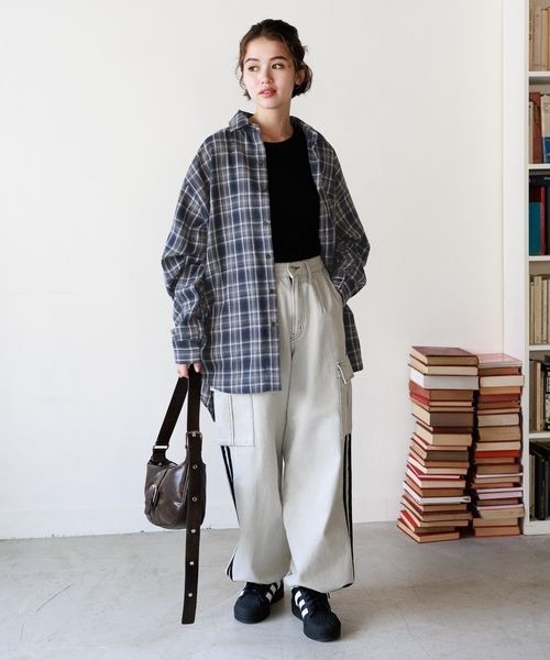 PBLIM（ページボーイリム）の「PBLIM/ネルチェックシャツ（シャツ/ブラウス・レディース・ブルー/ブラウン・FREE）」の5枚目の写真