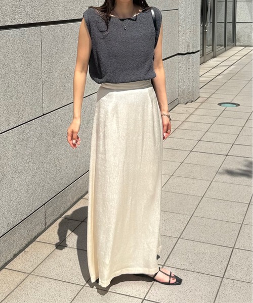 LE MORE(リモア)の「ボートネックタンクニット(タンクトップ・レディース・アイボリー/ベージュ/チャコール・FREE)」の9枚目の写真