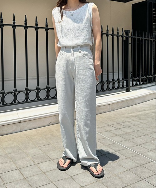 LE MORE(リモア)の「ボートネックタンクニット(タンクトップ・レディース・アイボリー/ベージュ/チャコール・FREE)」の5枚目の写真