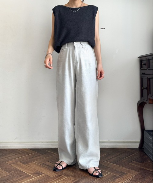 LE MORE(リモア)の「ボートネックタンクニット(タンクトップ・レディース・アイボリー/ベージュ/チャコール・FREE)」の21枚目の写真