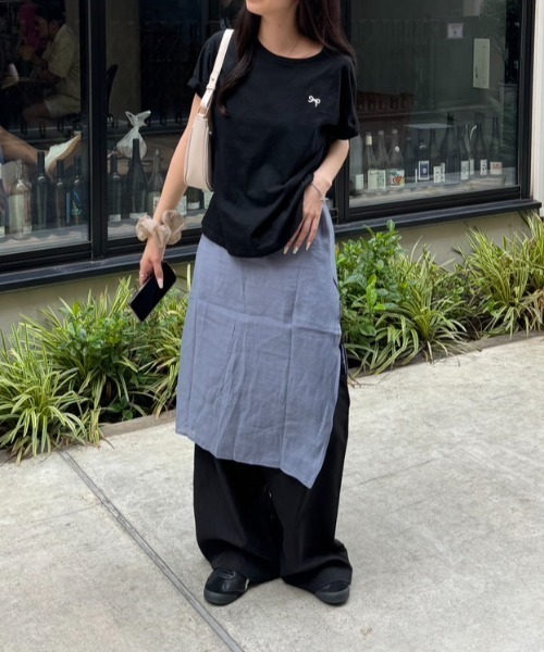 nemne store（ネンネストア）の「《Delfy》リボンＴシャツ（Tシャツ/カットソー・レディース・ブラック/オフホワイト/ライトイエロー/ピンク/グリーン・フリー）」の16枚目の写真