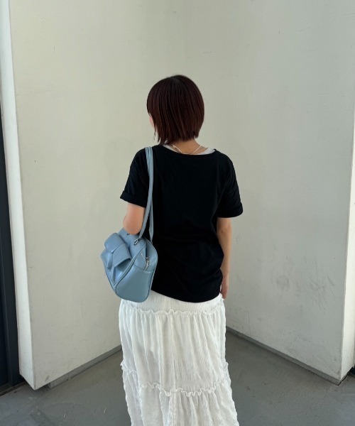 nemne store（ネンネストア）の「《Delfy》リボンＴシャツ（Tシャツ/カットソー・レディース・ブラック/オフホワイト/ライトイエロー/ピンク/グリーン・フリー）」の17枚目の写真