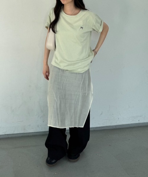 nemne store（ネンネストア）の「《Delfy》リボンＴシャツ（Tシャツ/カットソー・レディース・ブラック/オフホワイト/ライトイエロー/ピンク/グリーン・フリー）」の20枚目の写真