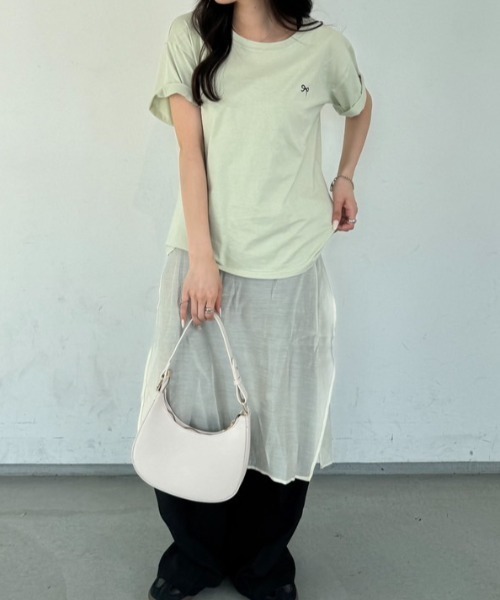 nemne store（ネンネストア）の「《Delfy》リボンＴシャツ（Tシャツ/カットソー・レディース・ブラック/オフホワイト/ライトイエロー/ピンク/グリーン・フリー）」の21枚目の写真