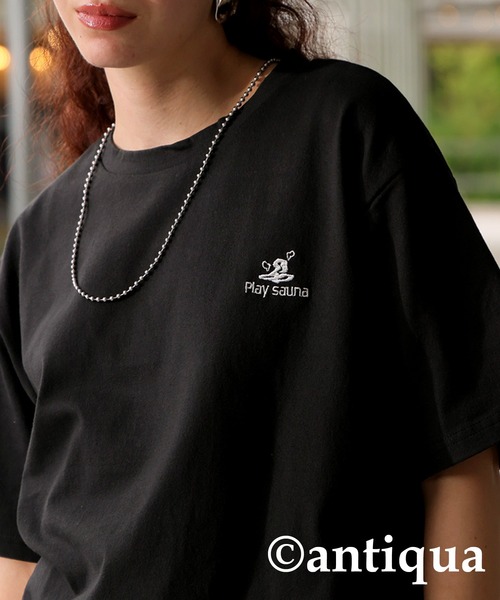 antiqua(アンティカ)の「ロゴ刺繍Tシャツ(Tシャツ/カットソー・レディース・ブラック/ホワイト・R/P)」の11枚目の写真