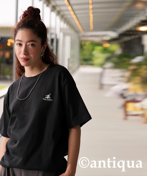 antiqua(アンティカ)の「ロゴ刺繍Tシャツ(Tシャツ/カットソー・レディース・ブラック/ホワイト・R/P)」の10枚目の写真