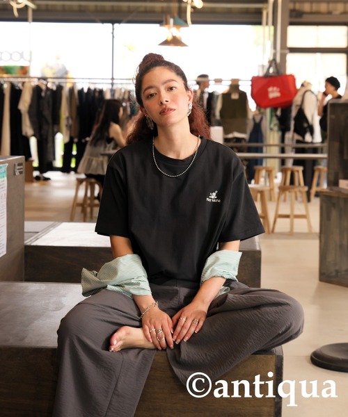 antiqua(アンティカ)の「ロゴ刺繍Tシャツ(Tシャツ/カットソー・レディース・ブラック/ホワイト・R/P)」の12枚目の写真