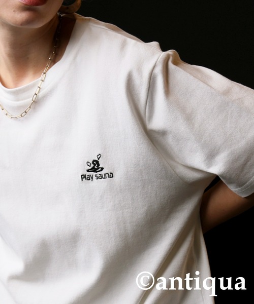 antiqua(アンティカ)の「ロゴ刺繍Tシャツ(Tシャツ/カットソー・レディース・ブラック/ホワイト・R/P)」の5枚目の写真