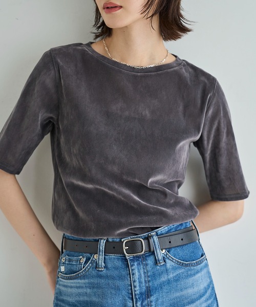 meilmada（メイルマダ）の「ソフトベロアトップス（Tシャツ/カットソー・レディース・チャコールグレー/アイボリー・FREE）」の20枚目の写真