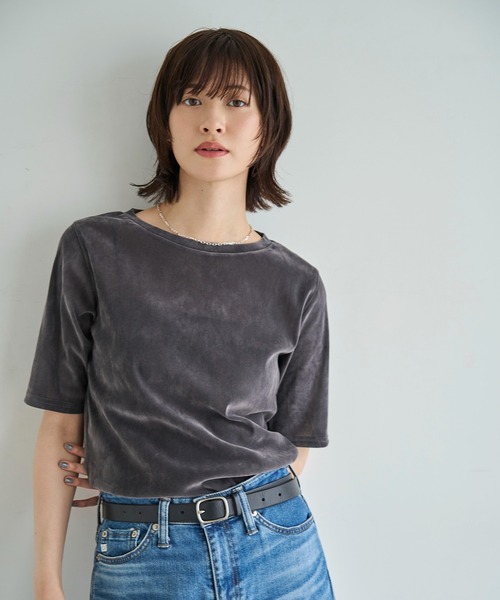 meilmada（メイルマダ）の「ソフトベロアトップス（Tシャツ/カットソー・レディース・チャコールグレー/アイボリー・FREE）」の21枚目の写真
