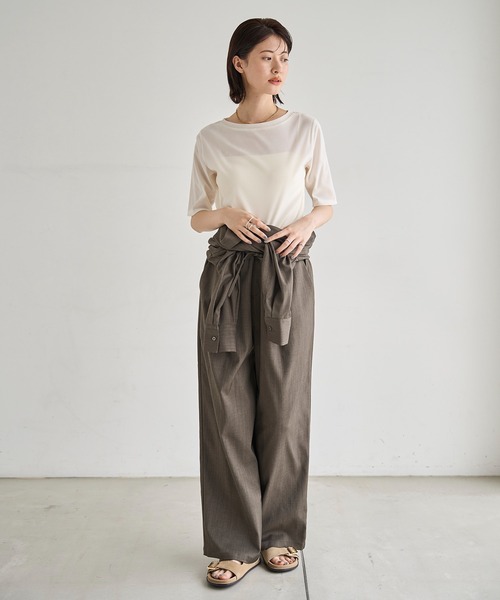 meilmada（メイルマダ）の「ソフトベロアトップス（Tシャツ/カットソー・レディース・チャコールグレー/アイボリー・FREE）」の7枚目の写真