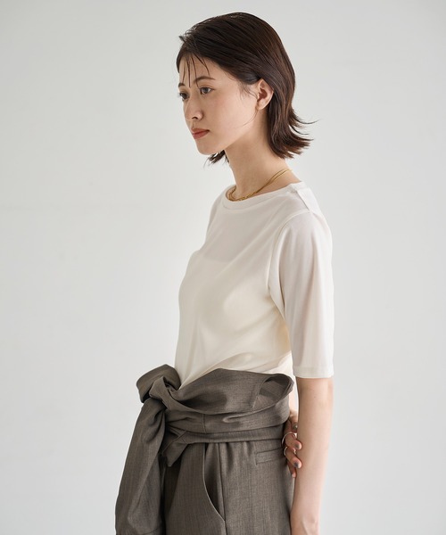 meilmada（メイルマダ）の「ソフトベロアトップス（Tシャツ/カットソー・レディース・チャコールグレー/アイボリー・FREE）」の11枚目の写真