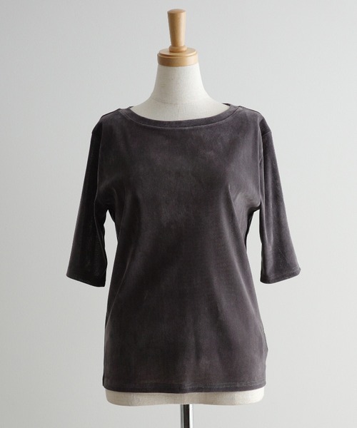 meilmada（メイルマダ）の「ソフトベロアトップス（Tシャツ/カットソー・レディース・チャコールグレー/アイボリー・FREE）」の18枚目の写真