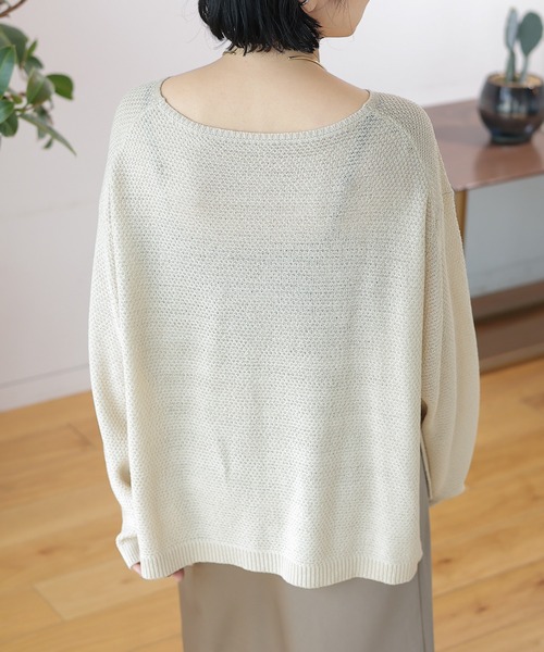 LEPSIM（レプシィム）の「7ゲージカノコ編み長袖プルオーバー　127650（ニット/セーター・レディース・オフホワイト/ブラック×ホワイト/オレンジ/モカ/ブラック・FREE）」の10枚目の写真