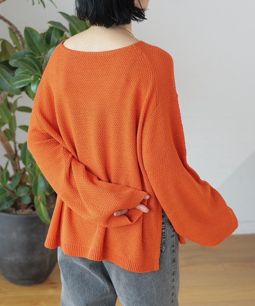 LEPSIM（レプシィム）の「7ゲージカノコ編み長袖プルオーバー　127650（ニット/セーター・レディース・オフホワイト/ブラック×ホワイト/オレンジ/モカ/ブラック・FREE）」の13枚目の写真