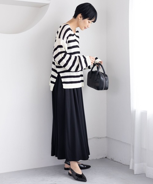 LEPSIM（レプシィム）の「7ゲージカノコ編み長袖プルオーバー　127650（ニット/セーター・レディース・オフホワイト/ブラック×ホワイト/オレンジ/モカ/ブラック・FREE）」の17枚目の写真