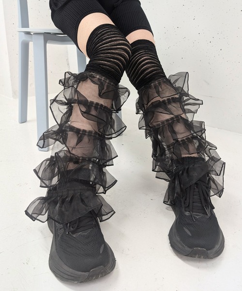 poiregnee（ポワニェ）の「［select］フリルレッグカバー（レッグウォーマー・レディース・ホワイト/ブラウン/ブラック/クリーム・FREE）」の12枚目の写真