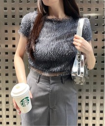 フリンジ半袖ショートトップス［大人 カジュアル］≪再入荷≫