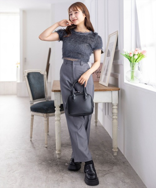 clear（クリア）の「フリンジ半袖ショートトップス［大人 カジュアル］≪再入荷≫（Tシャツ/カットソー・レディース・アイボリー/チャコールグレー/グレー/レッド・F）」の6枚目の写真