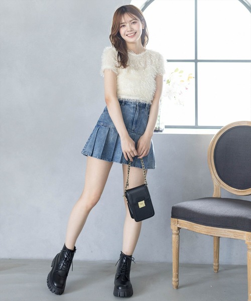 clear（クリア）の「フリンジ半袖ショートトップス［大人 カジュアル］≪再入荷≫（Tシャツ/カットソー・レディース・アイボリー/チャコールグレー/グレー/レッド・F）」の9枚目の写真