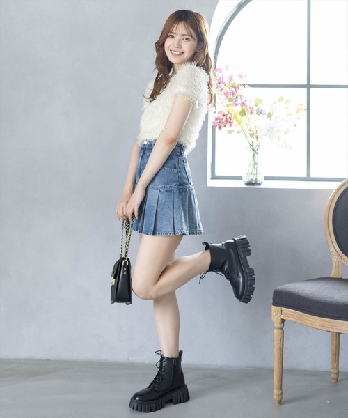 clear（クリア）の「フリンジ半袖ショートトップス［大人 カジュアル］≪再入荷≫（Tシャツ/カットソー・レディース・アイボリー/チャコールグレー/グレー/レッド・F）」の10枚目の写真