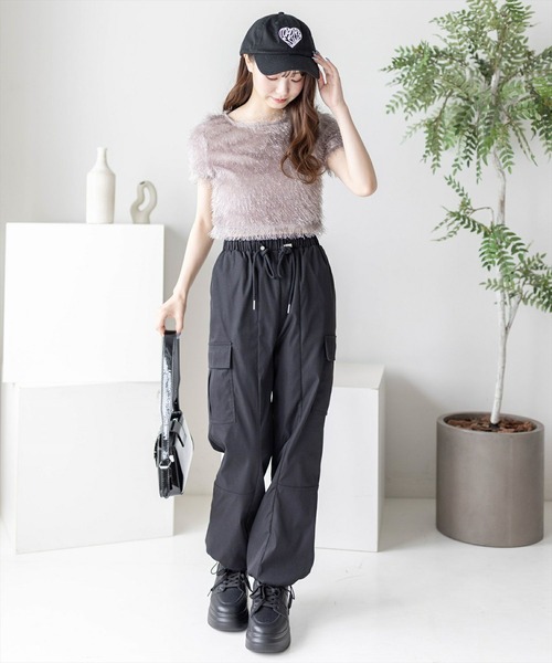 clear（クリア）の「フリンジ半袖ショートトップス［大人 カジュアル］≪再入荷≫（Tシャツ/カットソー・レディース・アイボリー/チャコールグレー/グレー/レッド・F）」の14枚目の写真