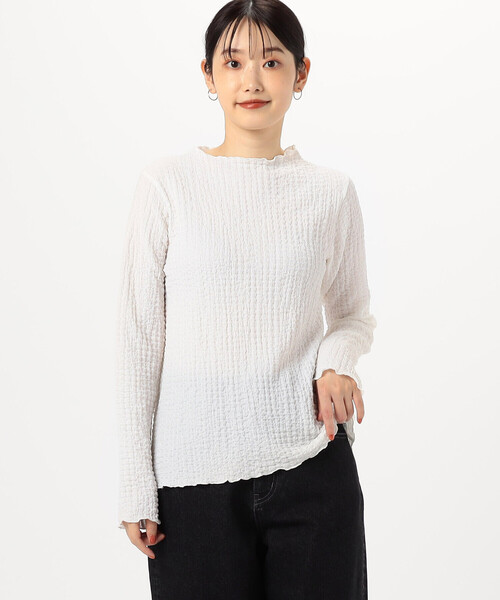 COMME CA ISM（コムサイズム）の「シャーリング　ボトルネックカットソー　（長袖）（Tシャツ/カットソー・レディース・ブラック/ホワイト・LARGE/MEDIUM）」の5枚目の写真