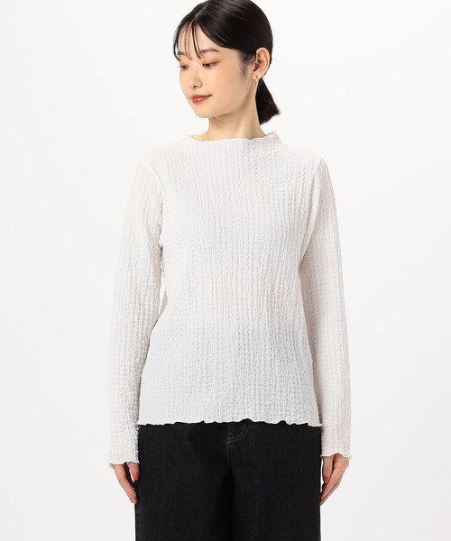 COMME CA ISM（コムサイズム）の「シャーリング　ボトルネックカットソー　（長袖）（Tシャツ/カットソー・レディース・ブラック/ホワイト・LARGE/MEDIUM）」の8枚目の写真