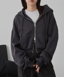 nui nullu（ヌイヌル）の「【nui nullu】ショートダブルジップパーカー＜セットアップ対応＞（パーカー）」