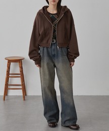 nui nullu（ヌイヌル）の「【nui nullu】ショートダブルジップパーカー＜セットアップ対応＞（パーカー）」