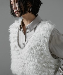 SALON adam et rope' | ファーフリンジクロップドベスト(ベスト)