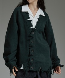 cussil（クシル）の「【cussil/クシル】プレーティング天竺アンチピリングルーズシルエットダメージカーディガン（カーディガン/ボレロ・メンズ）」