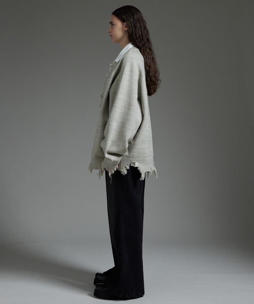 cussil（クシル）の「【cussil/クシル】プレーティング天竺アンチピリングルーズシルエットダメージカーディガン（カーディガン/ボレロ・メンズ・チャコールグレー/ワインレッド/オフホワイト/ライトグレー/ブラック/グレー/ダークグリーン・M/L/S/XS）」の11枚目の写真