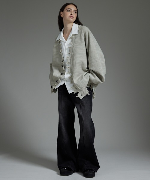 cussil（クシル）の「【cussil/クシル】プレーティング天竺アンチピリングルーズシルエットダメージカーディガン（カーディガン/ボレロ・メンズ・チャコールグレー/ワインレッド/オフホワイト/ライトグレー/ブラック/グレー/ダークグリーン・M/L/S/XS）」の16枚目の写真