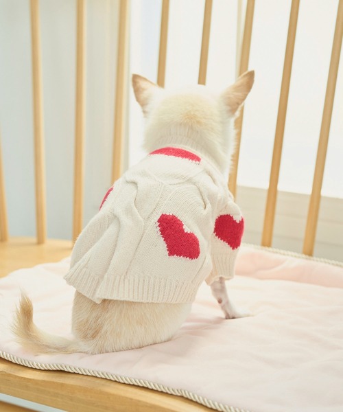 ROPE' PICNIC(ロペピクニック)の「【DOG】ケーブルハートニット(ペットウェア・レディース・オフホワイト/ピンク・M size/L/M/S)」の9枚目の写真